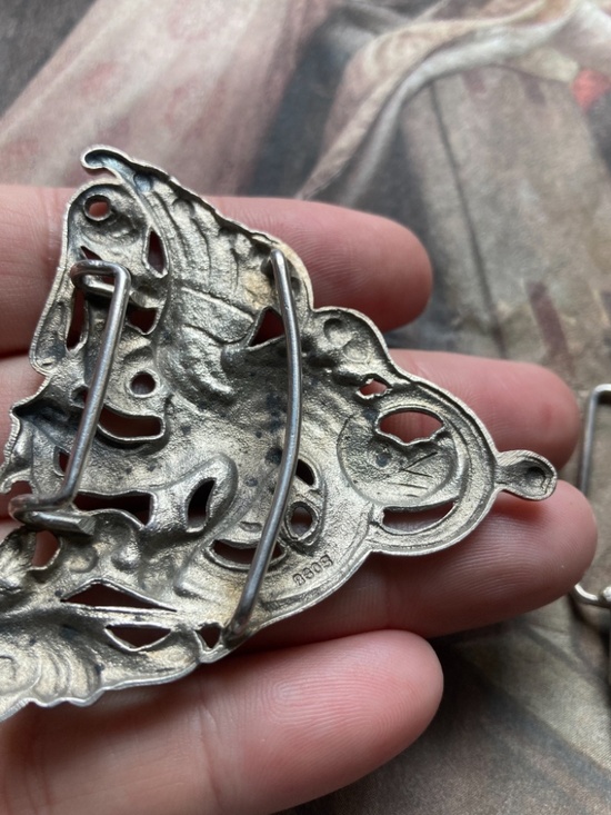 Antique Victorian Solid Sterling Silver Seraphic Belt Buckle main image 8